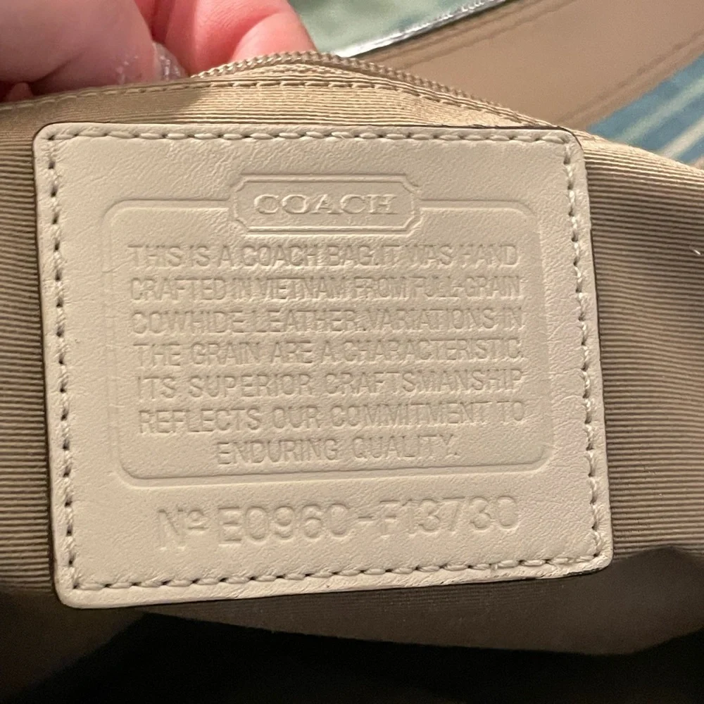 Coach Cream Pebbled Leather Hobo Handbag